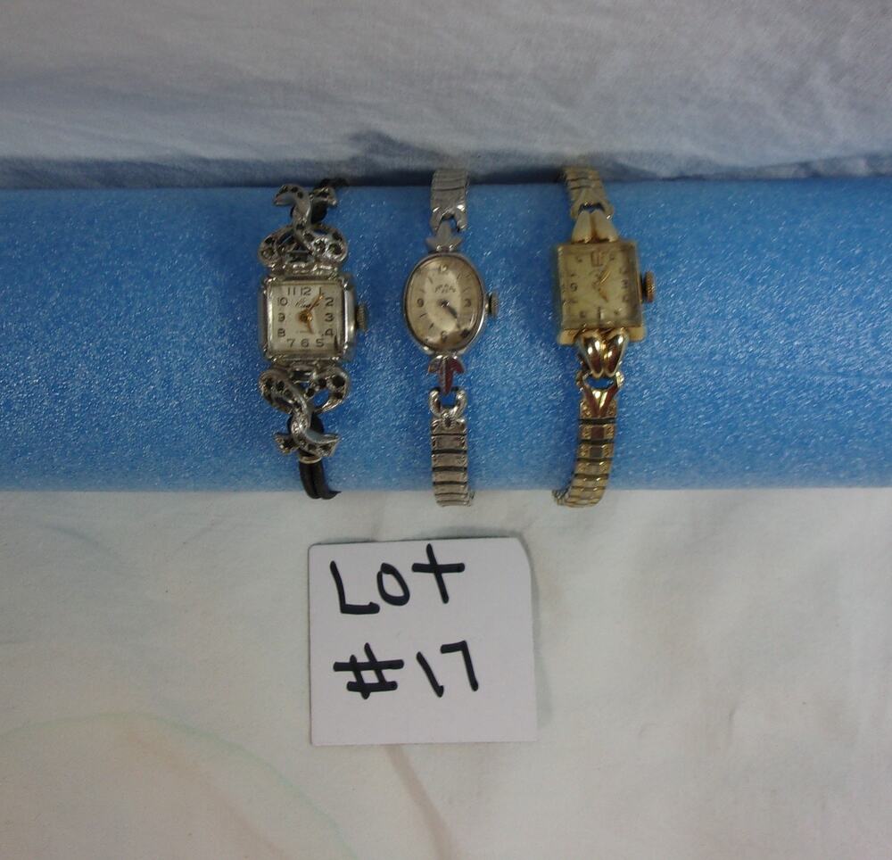 LOT OF THREE VINTAGE LADIES WATCHES-ELGIN dp-ELGIN 23-EVANS SWISS